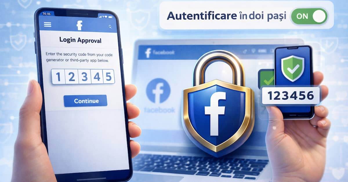 Autentificare în doi pași activată pentru contul Facebook