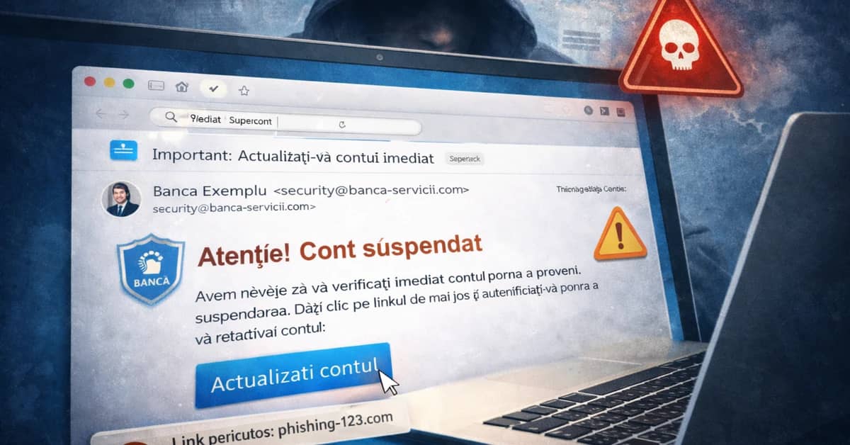 exemplu email phishing care cere actualizarea contului prin link periculos