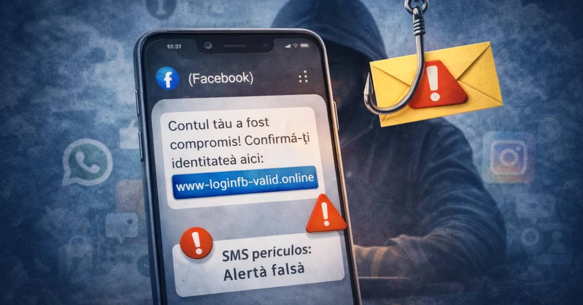 sms phishing cu alertă falsă și link suspect pentru confirmarea contului