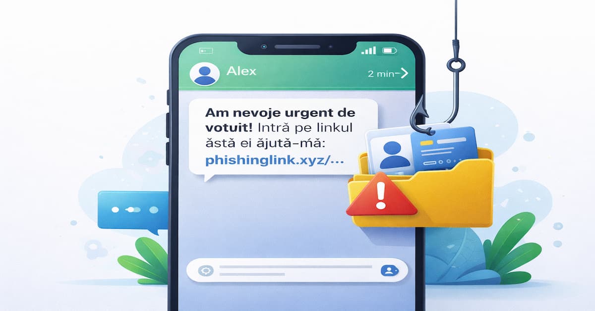 mesaj periculos cu link fals și cum te protejezi pe chat