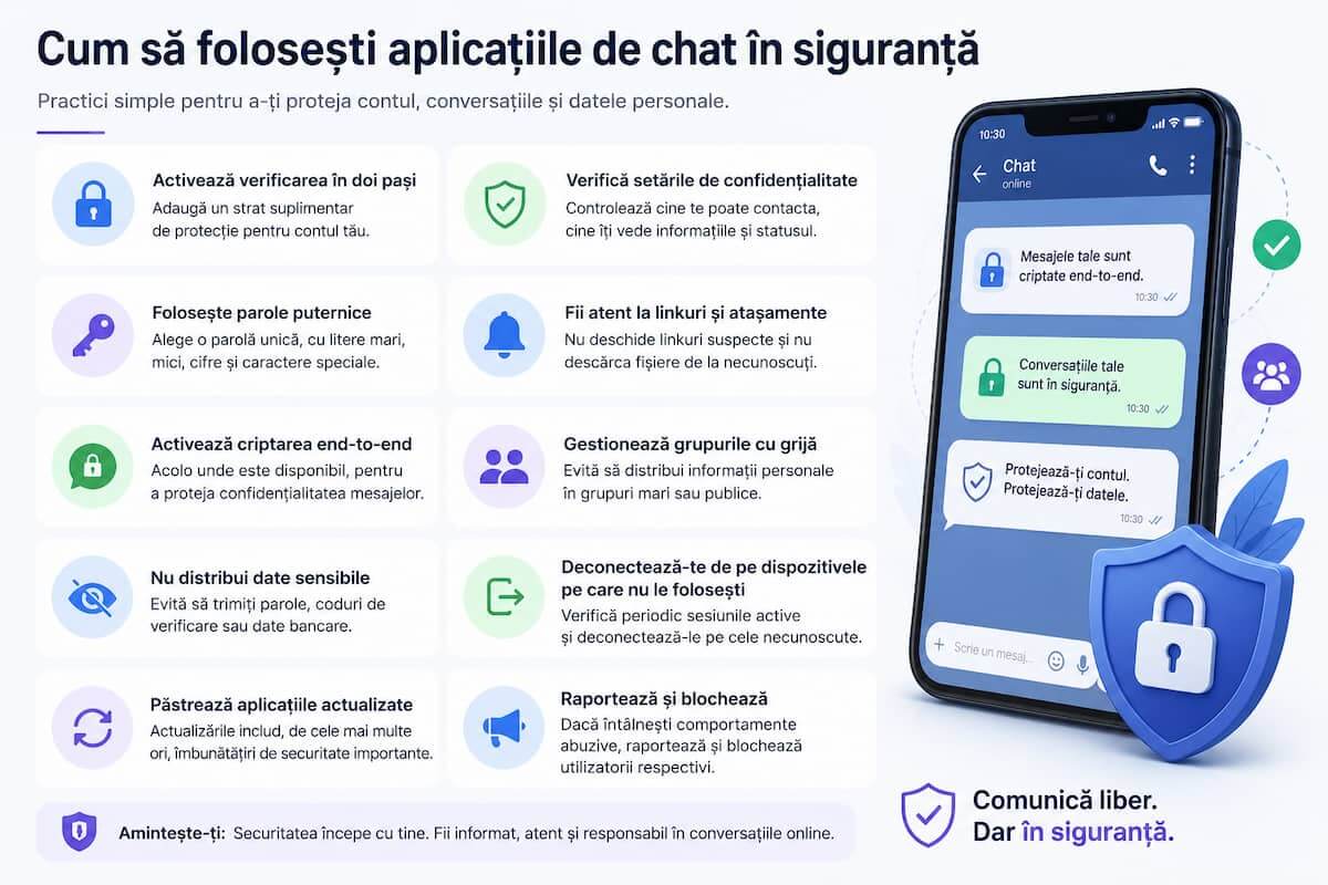 Sfaturi pentru folosirea aplicațiilor de chat în siguranță