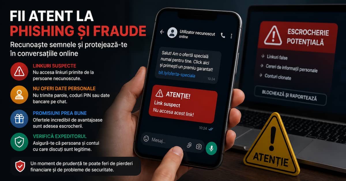Tentative de phishing și fraude pe chat online