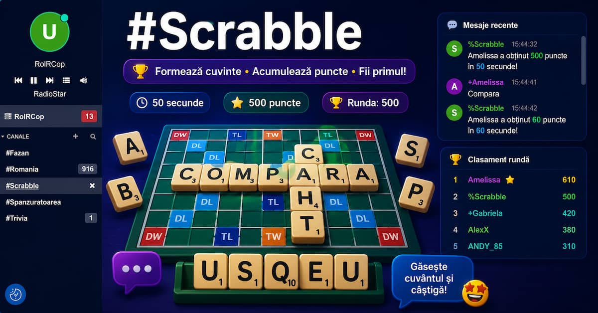 Scrabble este unul dintre cele mai apreciate jocuri pe chat